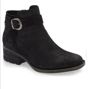 Women’s Borne brand Morocco Bootie, black distressed leather, size 8.5